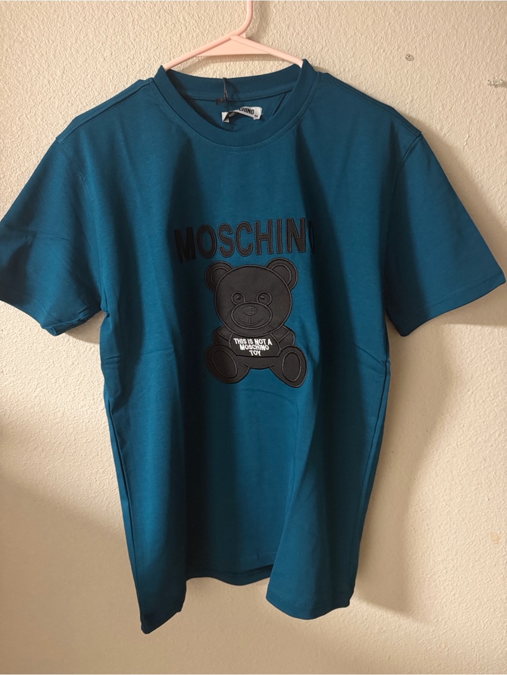 Moschino Kids Teal Blue Bear Logo Tee